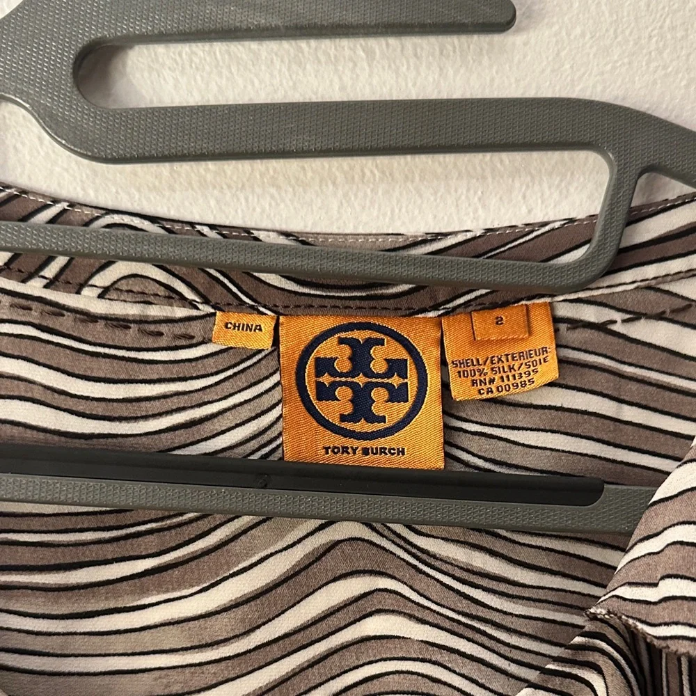 Tory Burch Black and White Striped Blouse - Preloved